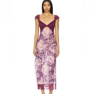Free People x Intimately FP Suddenly Fine Maxi Slip Dress In Amaranth (xs) NWT